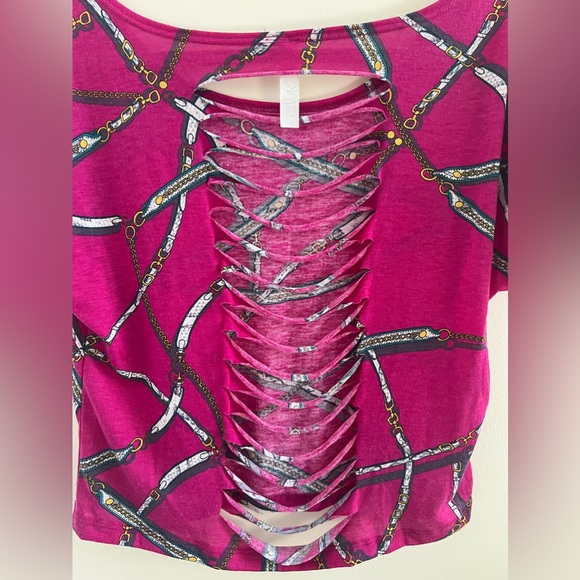 Vintage Julia Fuchsia Pattern Back Cut Top Women’s Size Small - Picture 7 of 11